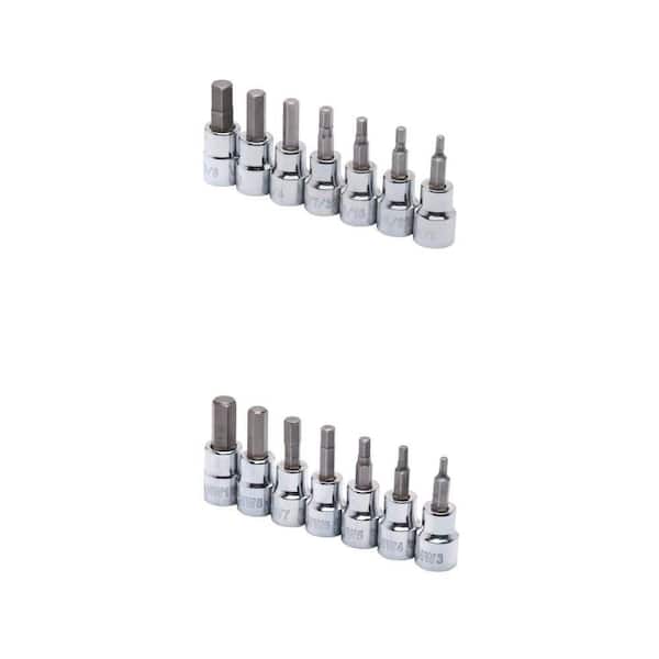 3/8 in. Drive SAE Hex Bit Socket Set (7-Piece) and Metric Hex Bit Socket Set (7-Piece) Combo