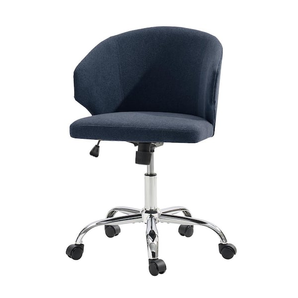 JAYDEN CREATION Daniel Navy Modern Polyster 360° Rotating Office Chair with Metal Legs