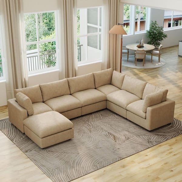 Magic Home Oversized 134 in. Square Arm Chenille Lawson Modular