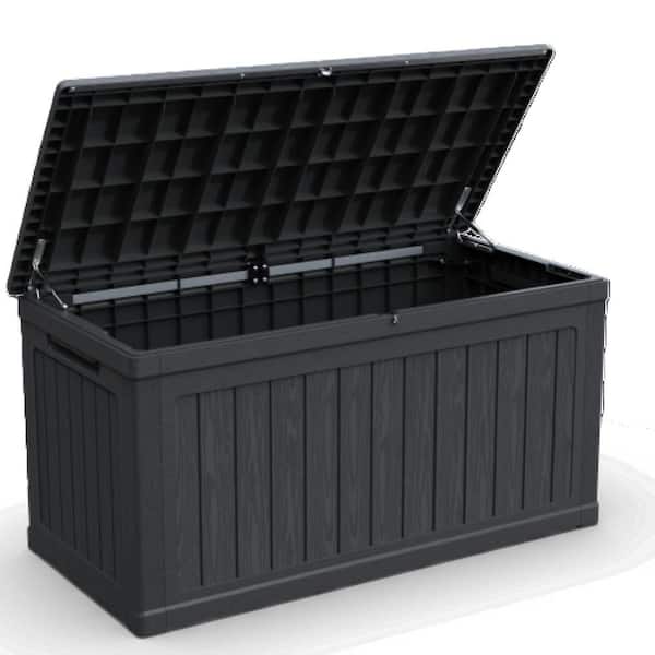 230 Gallon Waterproof Outdoor Storage Deck Box for Patio, Garden Tools, Cushions, Sports & Pool Gear, Lockable, Black