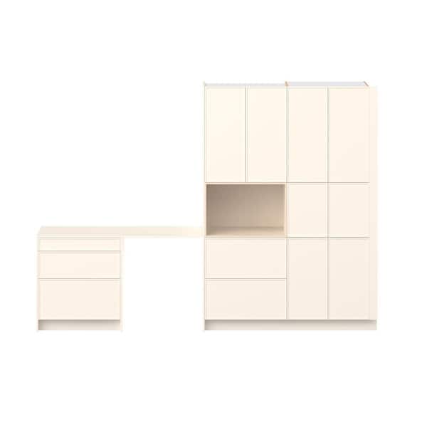 Fairview 125 in. W x 89.5 in. H x 24 in. D Washed Linen Children's Workstation Base Cabinet Bundle