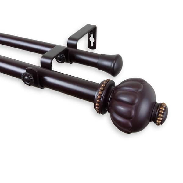Rod Desyne Selma 160 in. - 240 in. Adjustable 1 in. Dia Double Curtain Rod in Mahogany