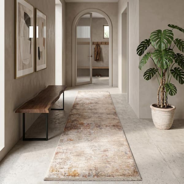 Albany Beige 3 ft. x 10 ft. Oriental Runner Rug