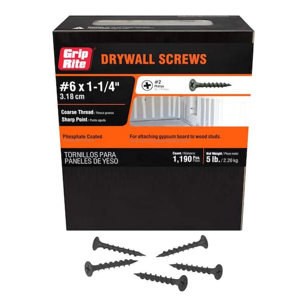 #6 x 1-1/4 in. #2 Phillips Bugle Head Coarse Thread Drywall Screws 5 lb. Box