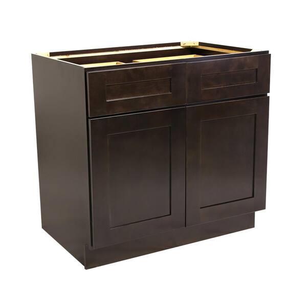 Design House Brookings Plywood Ready to Assemble Shaker 42x34.5x24 in. 2-Door 2-Drawer Base Kitchen Cabinet in Espresso