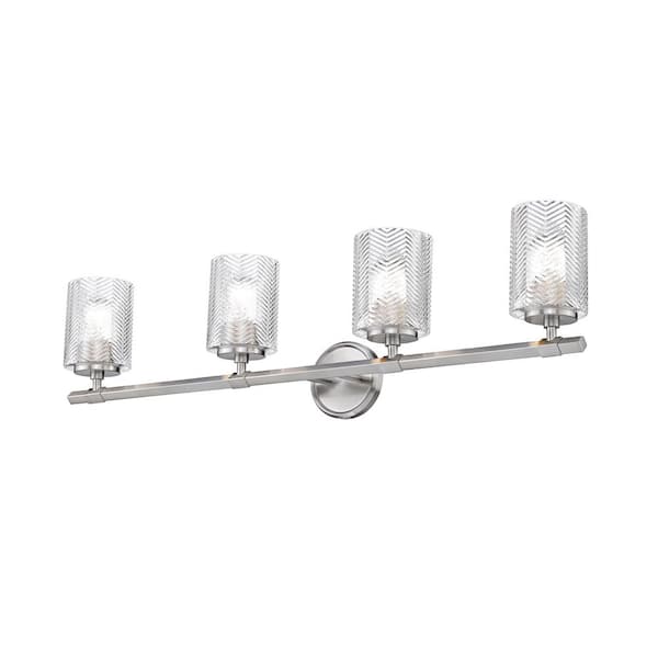 Unbranded 33 in. 4-Light Brushed Nickel Vanity Light with Clear Glass