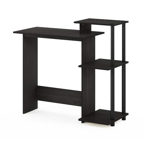 Furinno Efficient 39.6 in. Rectangular Dark Espresso/Black Computer Desk with Shelves