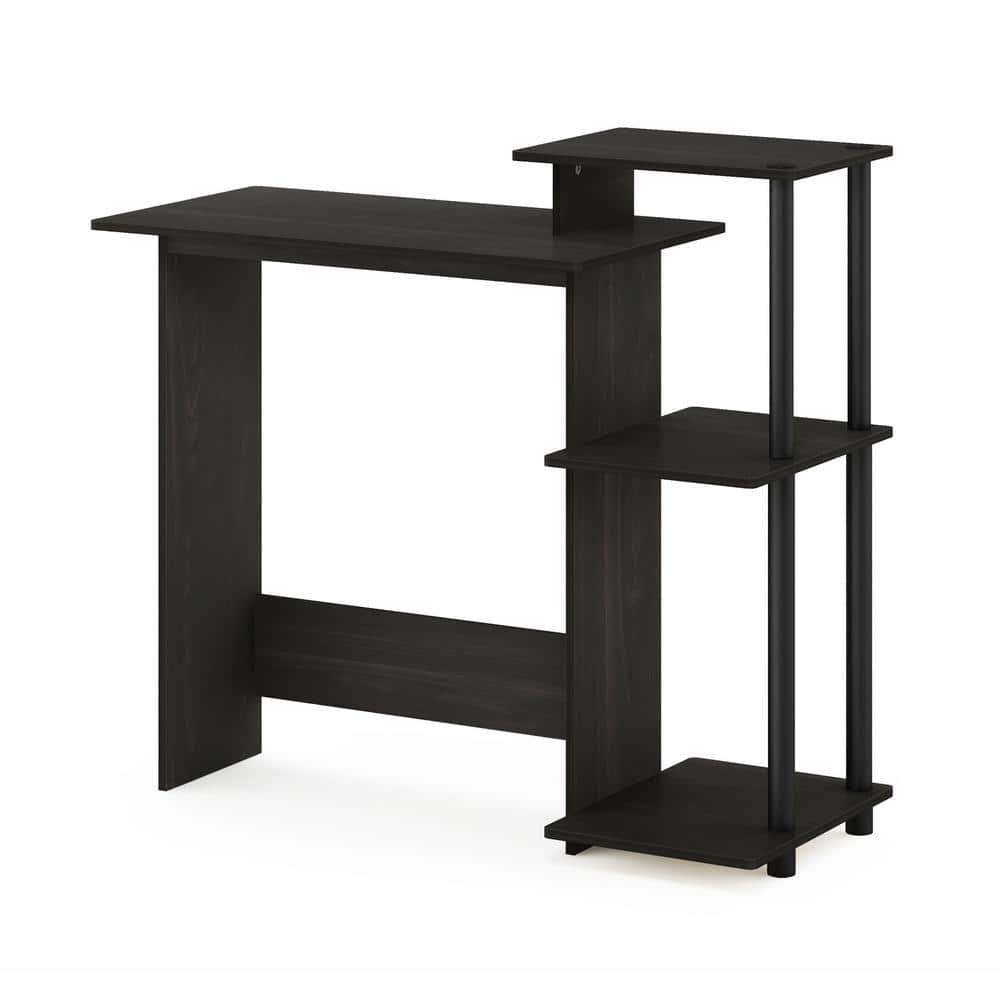 Espresso Black Compact Home Office Computer Desk with Shelves