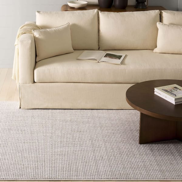 Martha Stewart Serenity 9 ft. x 12 ft. Gray/Ivory Muted Striped Area Rug