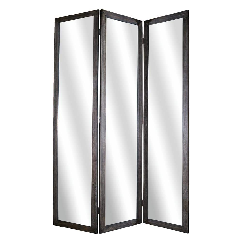 MIRRIOR 5.5 ft. Distressed Black 3-Panel Room Divider