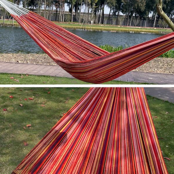 OGETFUUR 10.4 ft. Double Hammock with Hanging Ropes, for Patio