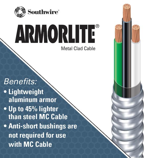 Southwire 10/2 x 125 ft. Stranded CU MC (Metal Clad) Armorlite Cable