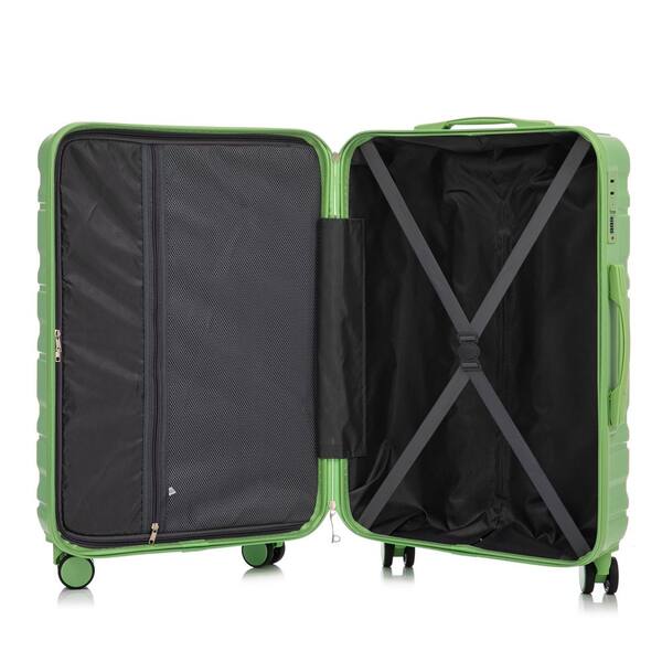Tatahance 3-Piece Green ABS Hardside Spinner Luggage Set with