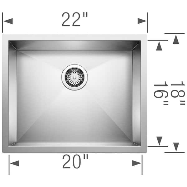 Precision Satin Polished Stainless Steel 22 in. Single Bowl Undermount Kitchen Sink
