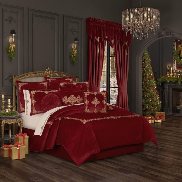 QUEEN STREET NEW YORK Nicholas 3-Piece Crimson Polyester Full