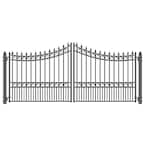 Manhattan Style 14 ft. x 6 ft. Black Steel Dual Driveway Fence Gate