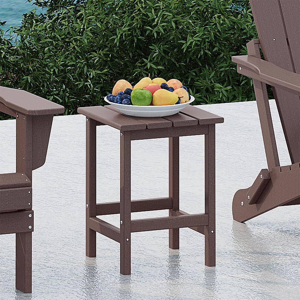 Dark Brown HDPE All-Weather Outdoor Patio Side Table