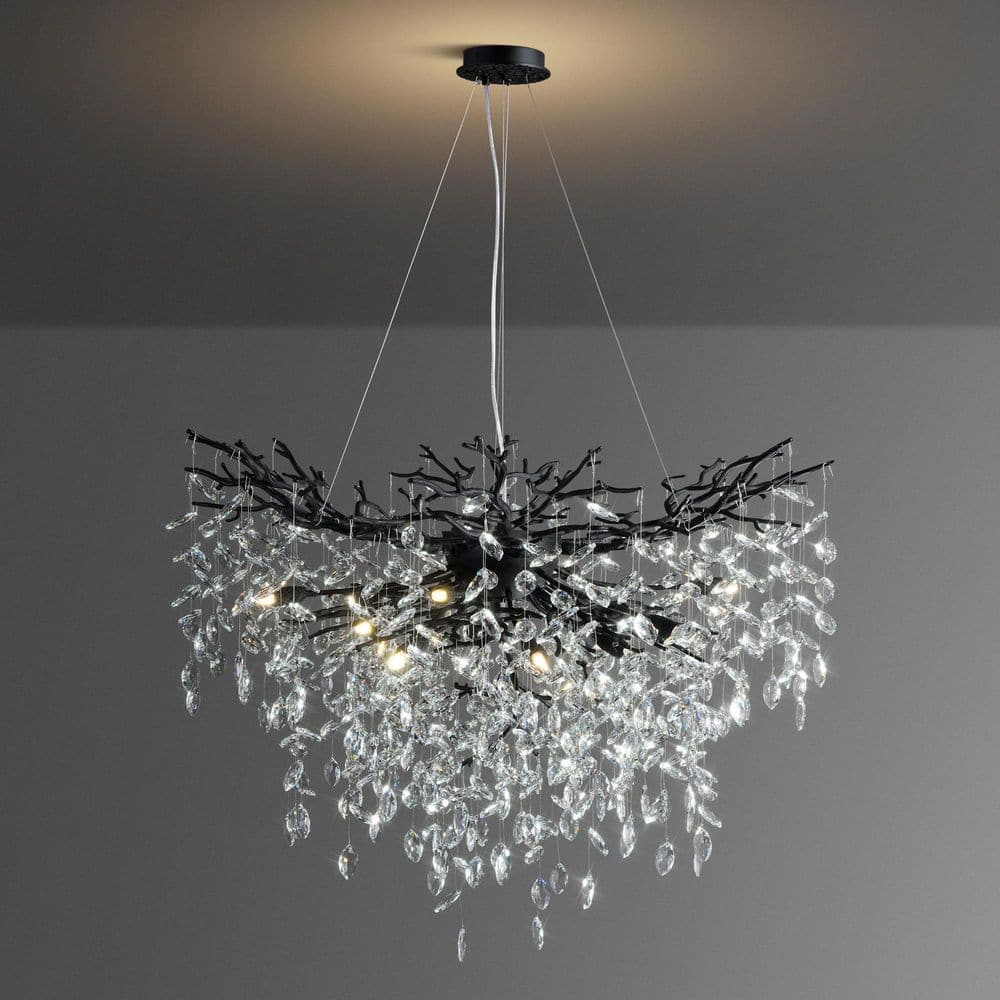 Modern Chandelier 29 in. 12-Light Black Chandelier for Dinning Room, Living Room, Foyer, Bedroom price history on PriceWatchPro