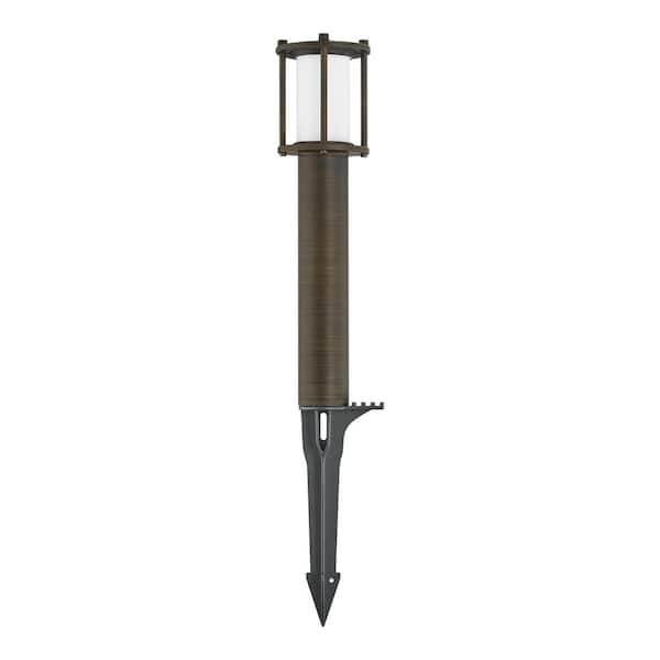 Ashford 100 Lumen Low Voltage Antique Brass Integrated LED Outdoor Landscape Bollard Light