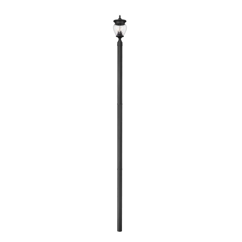 Davina 3-Light Black Aluminum Hardwired Outdoor Marine Grade Post Light Set
