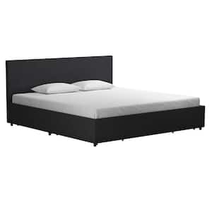 Kelly Dark Gray Linen Upholstered King Bed with Storage