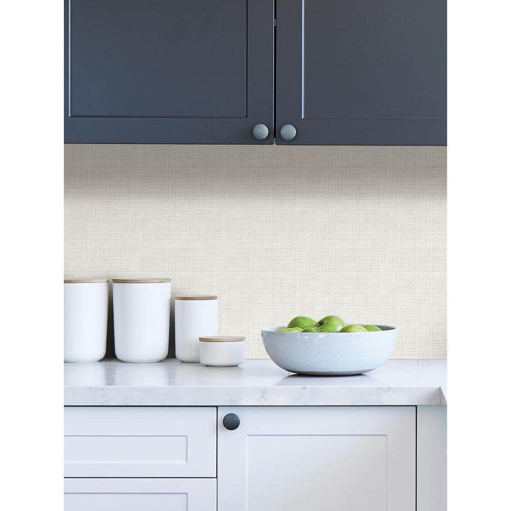 Cream Distressed Linen Textured Peel and Stick Wallpaper