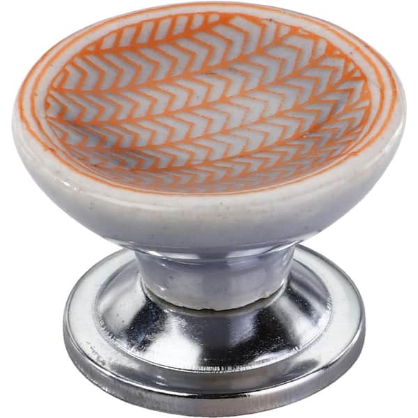 Mascot Hardware Arrow Pattern 1-4/7 in. Orange Cupped Cabinet Knob