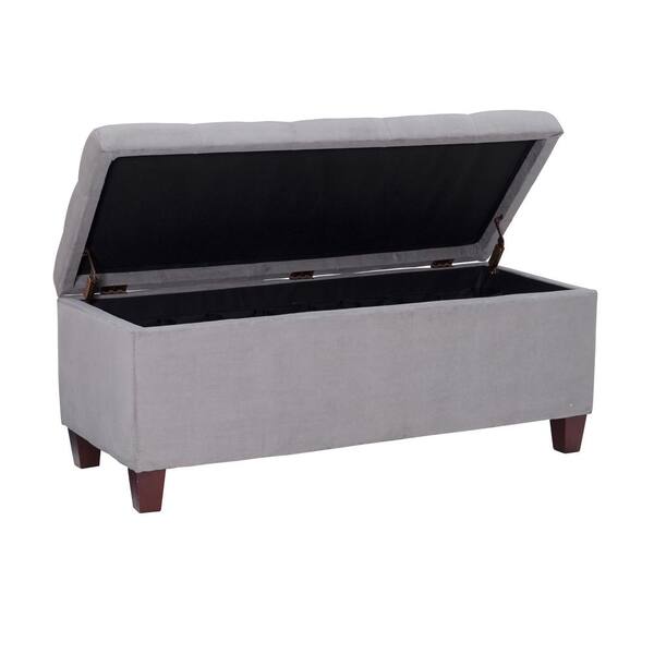 Linon Home Decor Phoebe Gray Microfiber Rectangle Shoe Storage 48 in. Ottoman THD03472 The Home Depot
