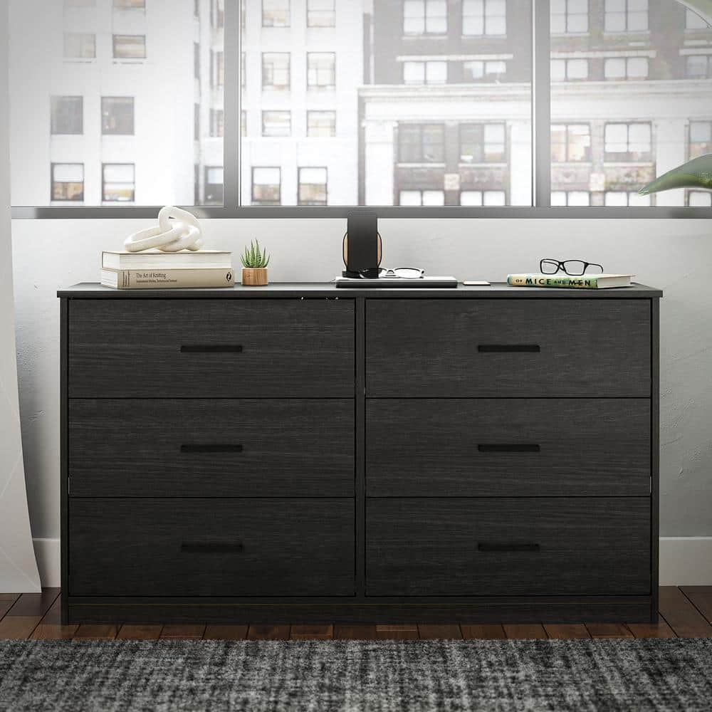 Karsan 6-Drawer Dresser, Black Oak -  Ameriwood Home, DE25759