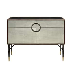 Rosy Brown Top Grain Leather and Aluminum Console Table