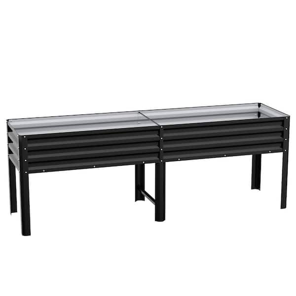 89 in. x 23 in. x 32 in. Raised Garden Bed with 2-Planting Areas, Large Elevated Metel Horticulture Planter Box, Black