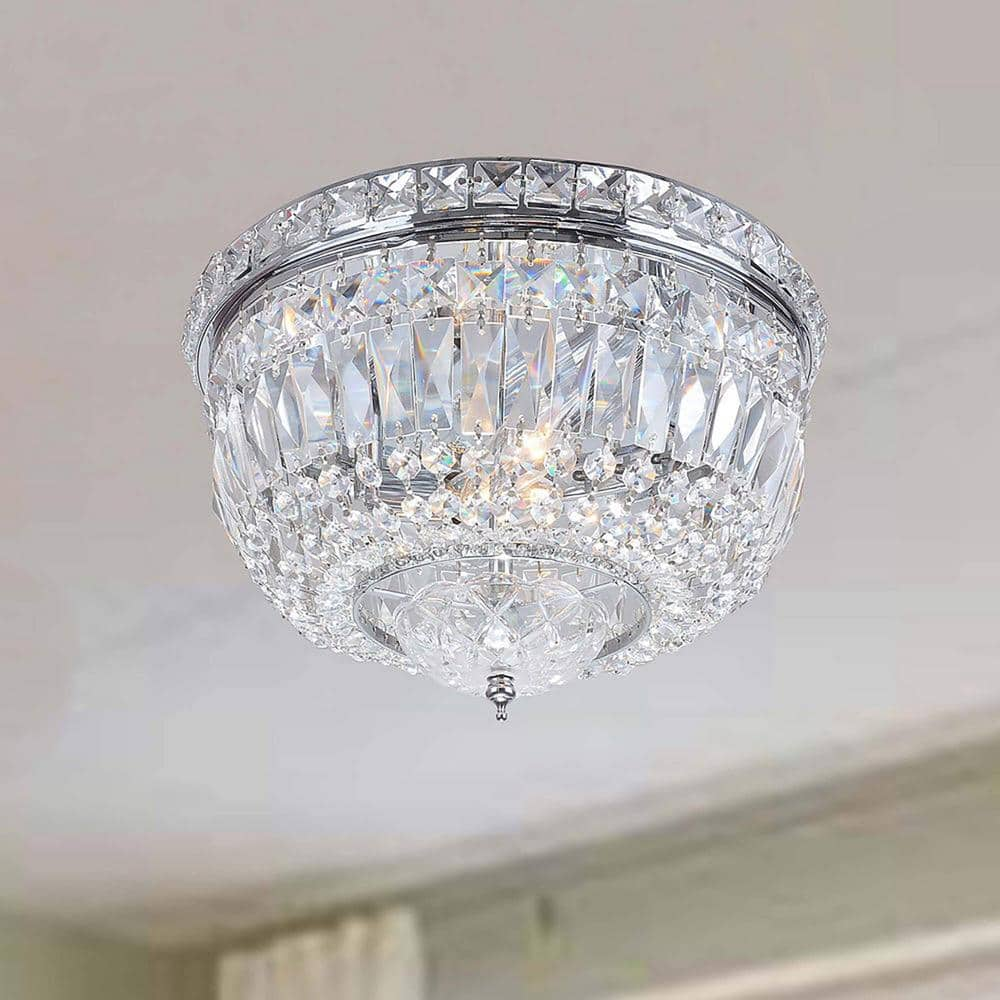 Jojospring Ashley 12 in. W Chrome Crystal Basket Flush Mount B221-HU ...