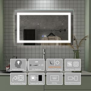 40 in. W x 24 in. H Rectangular Frameless Anti-Fog Dimmable Horizontal Wall Mount LED Bathroom Vanity Mirror