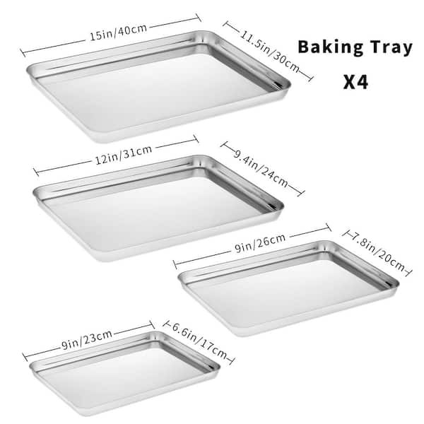 Baking Tray Set of 1, Stainless Steel Oven Tray– Large Cookie Sheet Pan for  Baking Cooking Serving - 31 x 24 x 2.5 cm, Healthy & Non Toxic, Easy Clean