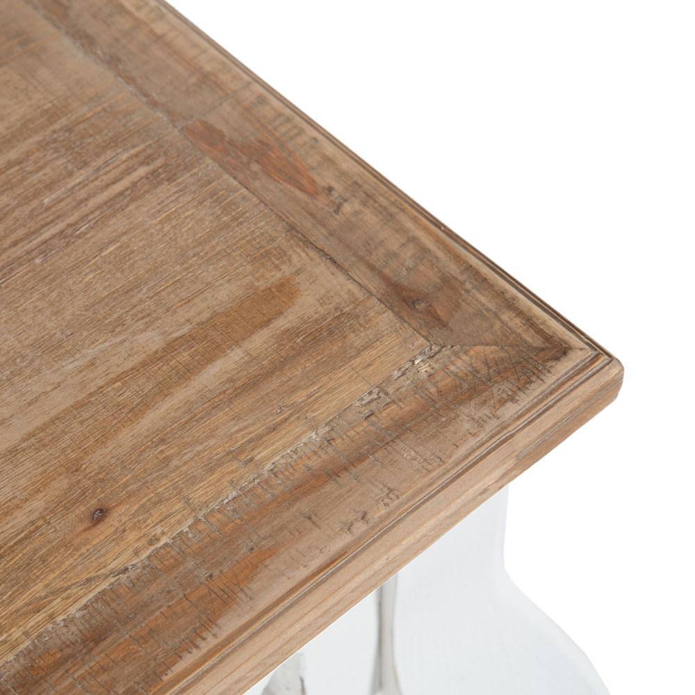 Antonella Rustic Brown and White Carved Wood Console Table