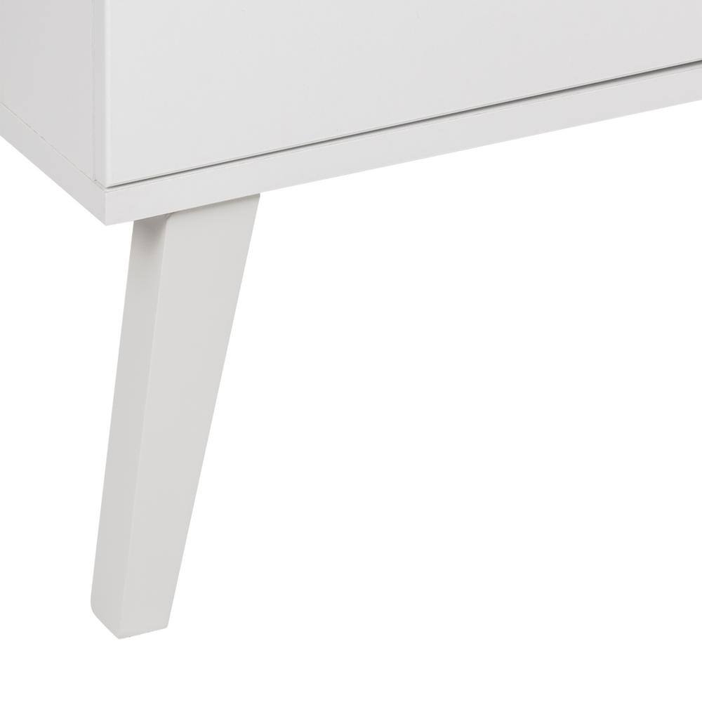 Milo Mid-Century Modern White 4-Door Buffet with Brass Knobs