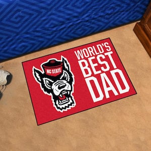 NC State World's Best Dad Red 1.5 ft. x 2.5 ft. Starter Area Rug