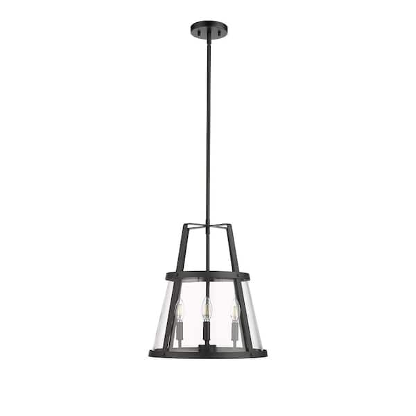 Edelweiss 240-Watt 4-Light Matte Black Pendant-Light Clear Shade