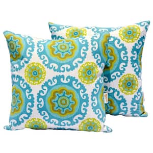 Sophia 17 in. x 17 in. Circle Pattern Polyester Square Outdoor Throw Pillow (2-Pack)