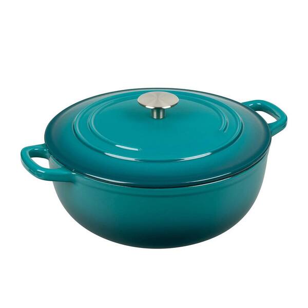 2-Piece Darkcyan Enameled Cast Iron Dutch Oven Set with Lid for All Cooktops, Oven Safe, Easy Clean, Multi-Use
