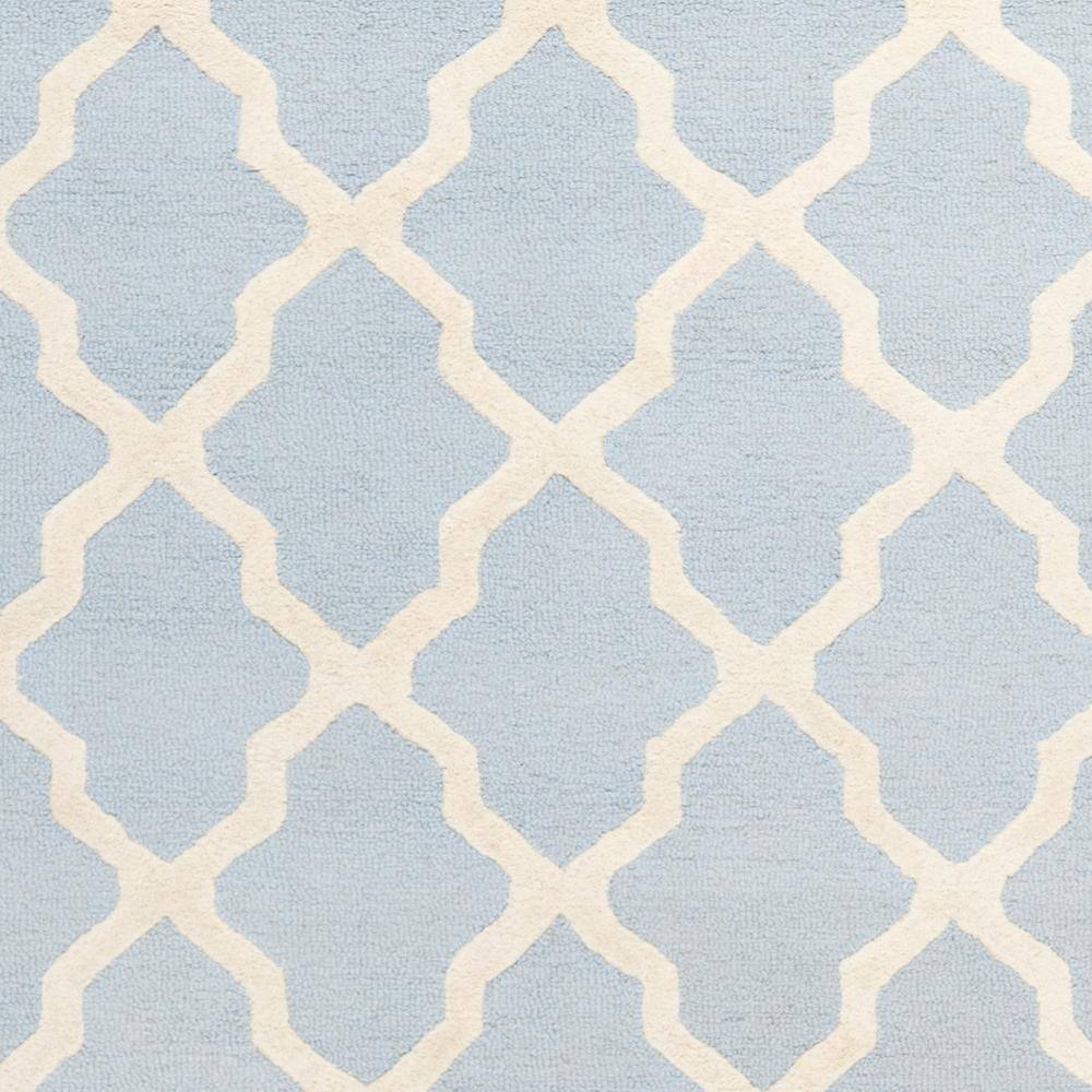 Light Blue and Ivory Hand-Tufted Wool Area Rug, 8' x 10'