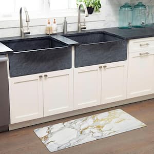 Cozy Living Modern Marble Gold 17.5 in. x 55 in. Anti Fatigue Kitchen Mat