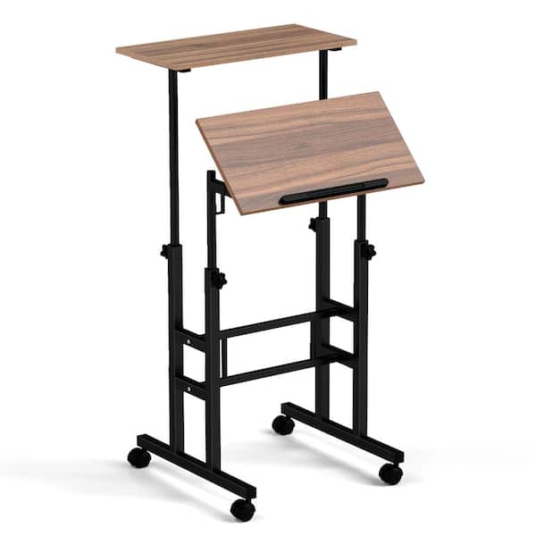 Standing Split Desk Bunpeony Height-adjustable Mobile Standing Desk with Split Top and ...