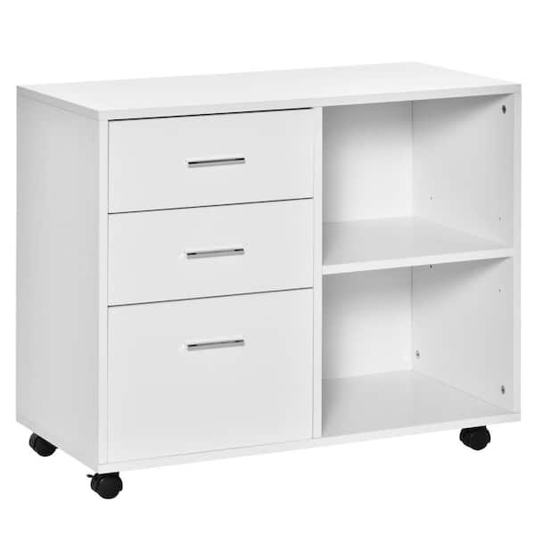 HOMCOM White 25.5 in. H Storage Cabinet with Drawer