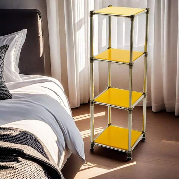 4-Tier Heavy Duty Stainless steel Storage Shelving Unit, 100 lbs./Shelf for Indoor/Outdoor Organization in Yellow