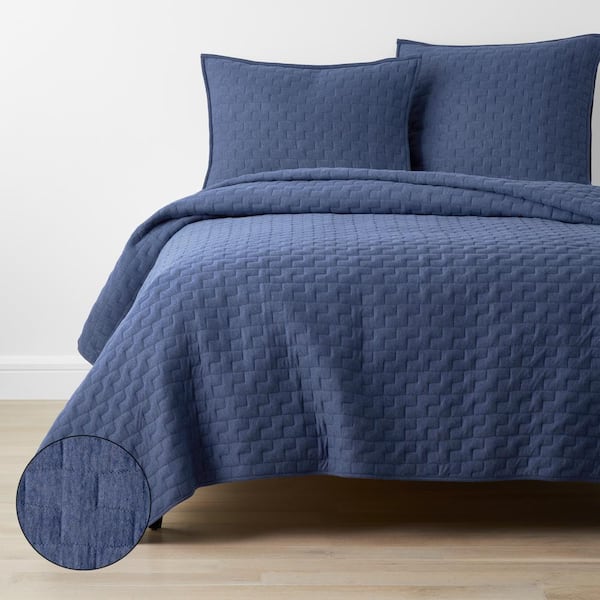 Air Layer Blue Twin Cotton Blend Quilt