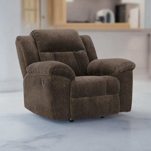Briar Brown Polyester Rocker Recliner Chair with Pillow Top
