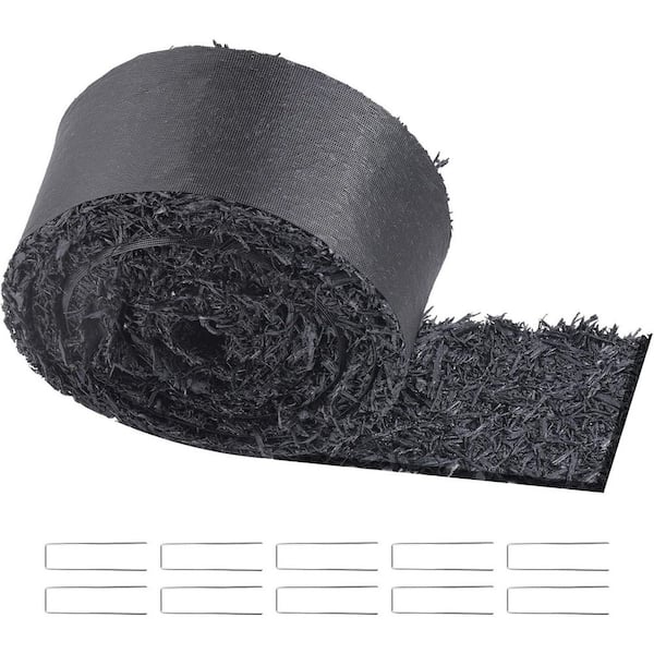 Recycled Rubber Mulch Mat 120 x 4.5 in, Rubber Mulch for Landscaping, Black Mulch Garden Edging Border for Plants