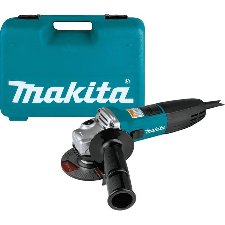 Makita 6 Amp Corded 4 in. Lightweight Angle Grinder with Grinding Wheel, Wheel Guard Side Handle Hard Case