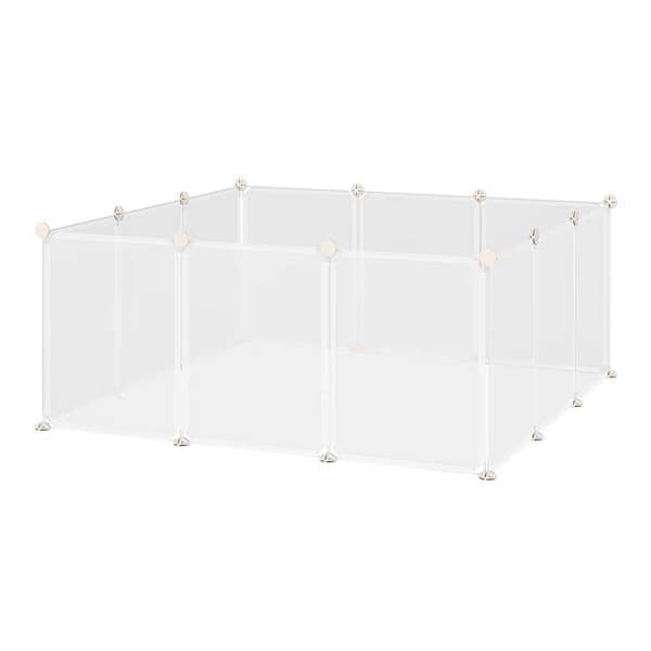 .N/A 17.75 in. H Garden Fence DIY Small Animal Playpen with 12 Panels for Bunny Chinchilla Guinea Pig White, 18" x 14"